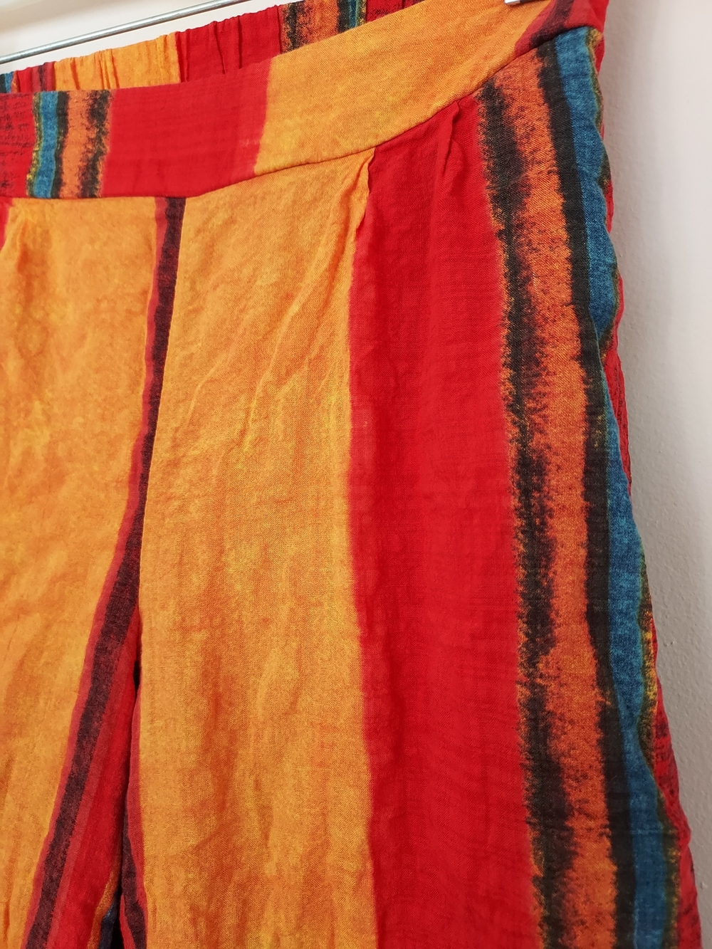 Cider Sunset Striped Wide-Leg Pull-on Pants Boho Festival Palazzo Resort Vacay - Picture 6 of 10
